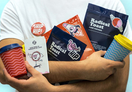 man holding company branded packaging